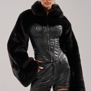 Akira Shorty Corseted Faux Fur